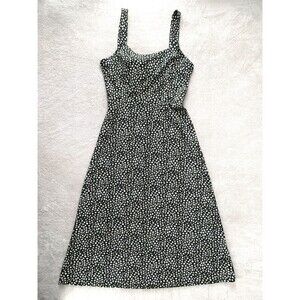 Free People Lorelai Tie Back Midi Dress Small Black Daisy Floral Y2K Cottagecore
